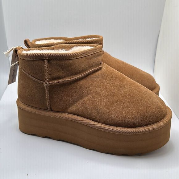 CUSHIONAIRE Women's Genuine Suede pull on platform boot +Memory Foam 6.5 WIDE CH - Picture 1 of 7